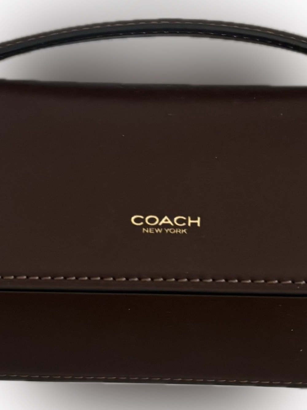 Coach Dark Brown Leather Top Handle Satchel with Gold Logo
